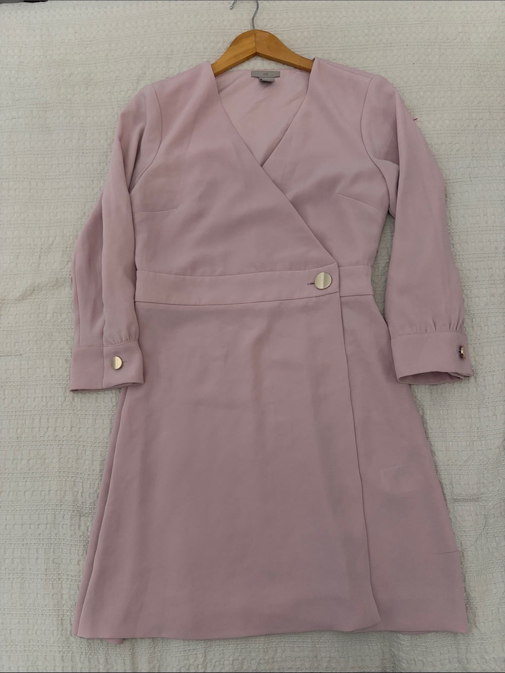 HM Women’s Wrap-Style Long Sleeve Dress in Dusty Pink Size S